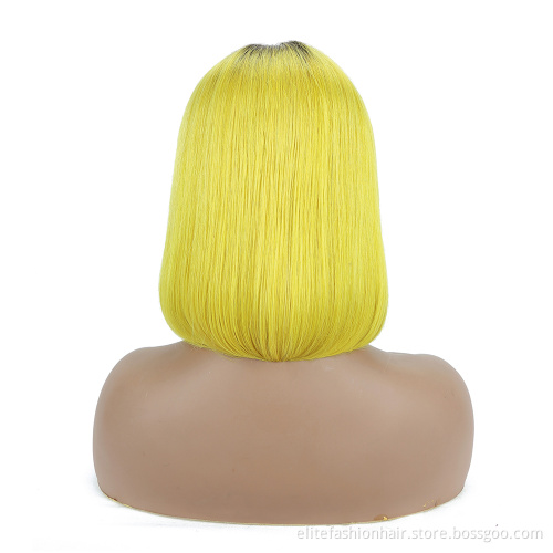 Wholesale 150% Density for Black Women Rumy Human Hair t part Bob Wigs 8-16 Inch Short Straight T part Lace Closure Bob Wigs
